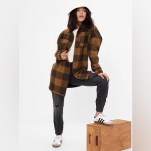 GAP Teen Brown Plaid Collared Button Down Shirt Jacket L